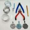 3 er Set Kettenanhänger Rose mit Werkzeug